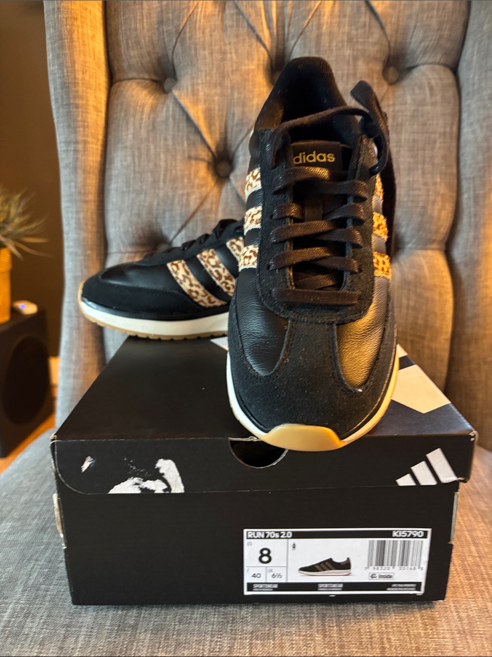 adidas Men’s Black Sneakers with Leopard Stripe Detail